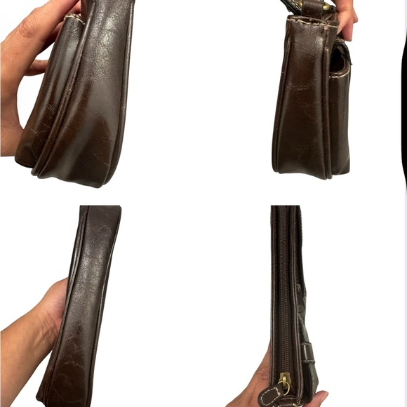 Unbranded faux Leather Y2K 2000s Style Chocolate Brown Zip Closure Wristlet - Picture 8 of 9